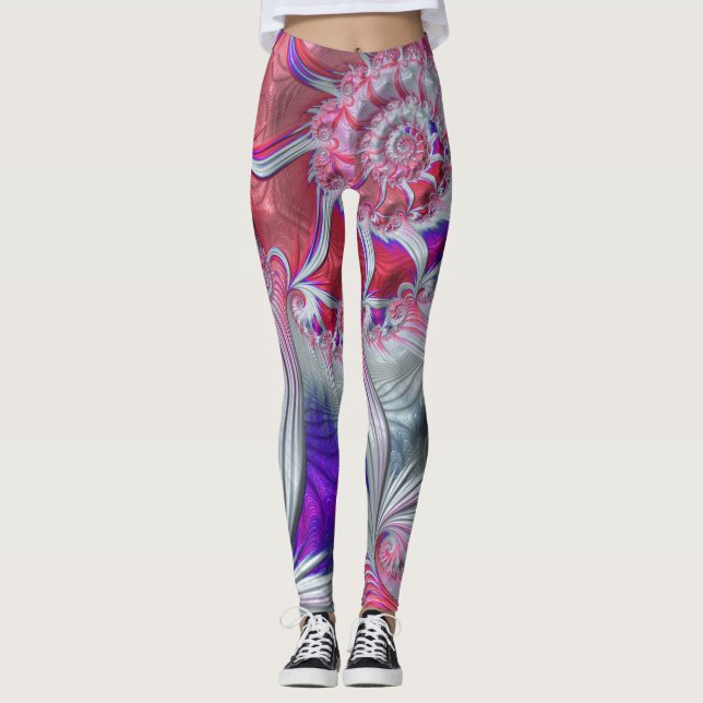 Legging Boho Hippie Trippy Funky Náutilo Espiral Fractal  (Frente)