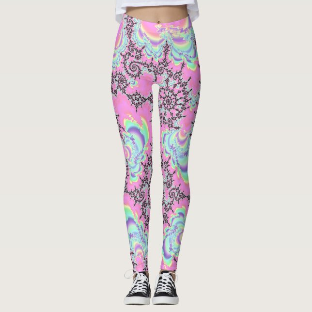 Legging Boho Hippie Unicorn Pastel Mandelbrot Fractal (Frente)