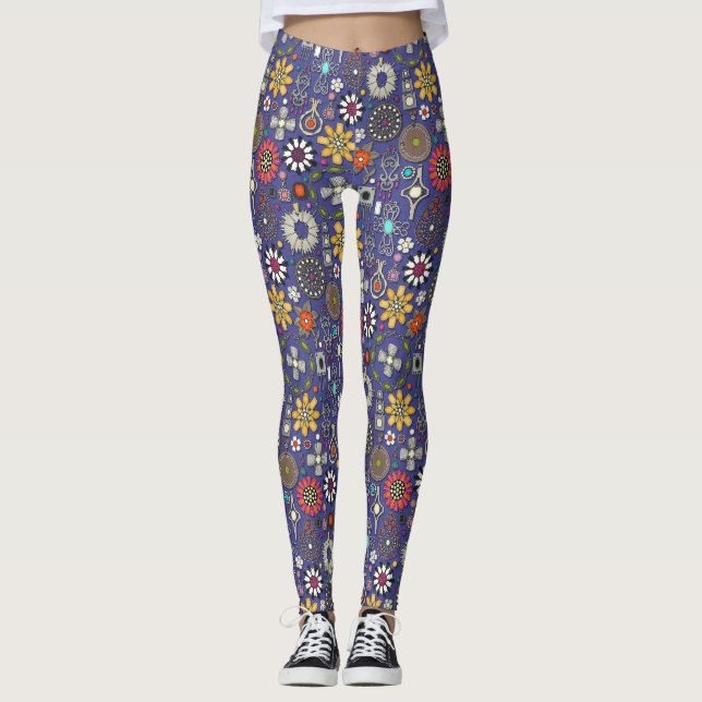 Legging boho jewel tesures violeta azul (Frente)