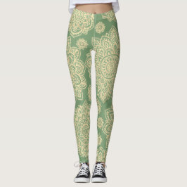 Legging Boho Pastel Mandala Sage Green