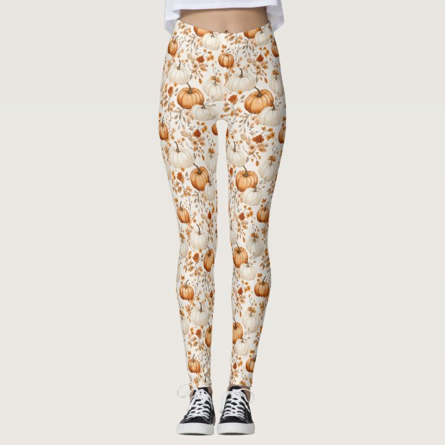 Legging Boho Pumpkin Doodle Queda Sem Costura (Frente)