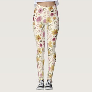 Legging boho Rosa Flor Silvestre Aquarela