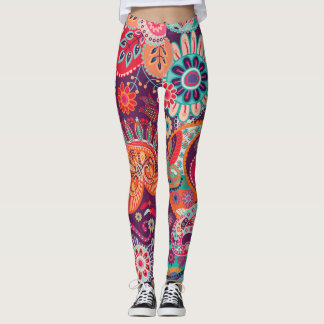 Legging Boho Style Floral Pattern Hippie Mulher
