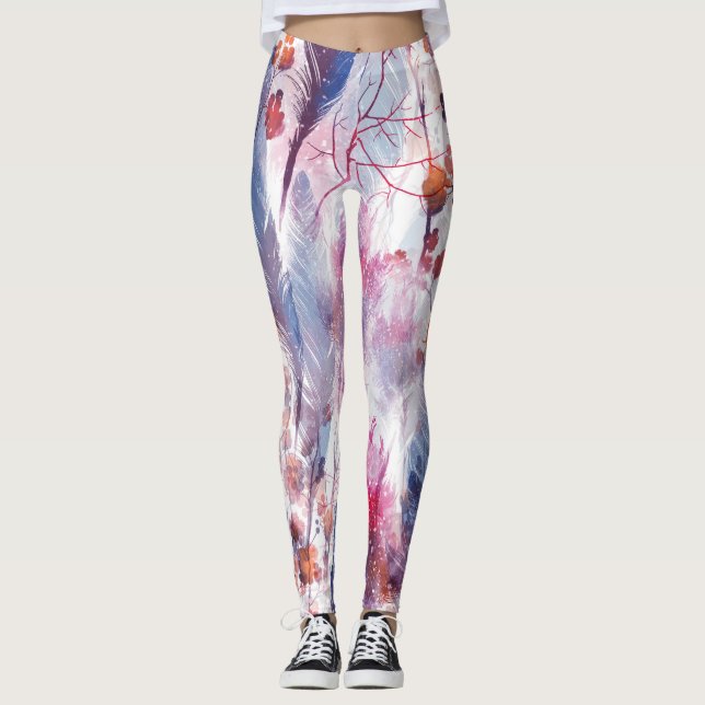 Legging Boho Twigs e Penas: Trabalho de arte fascinável (Frente)