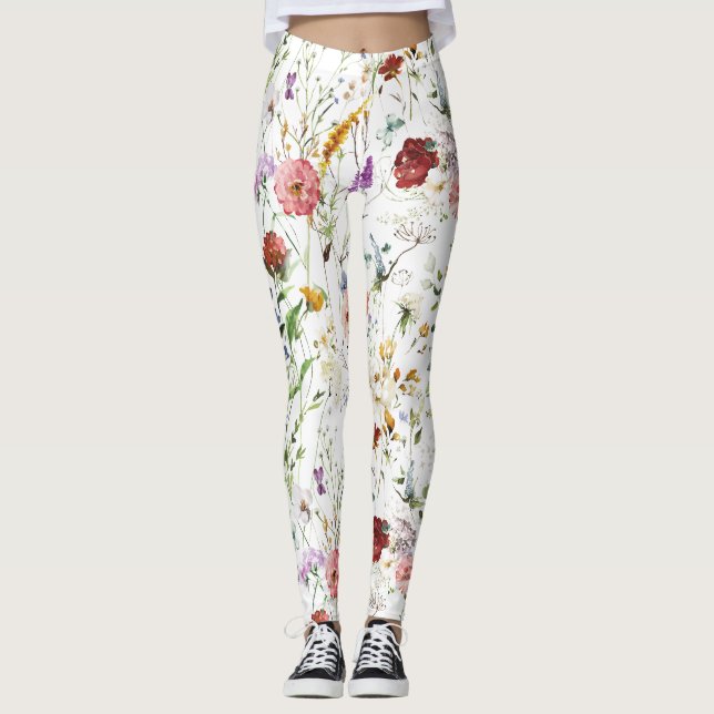 Legging Boho Wildflower Watercolor Spring  Flower (Frente)