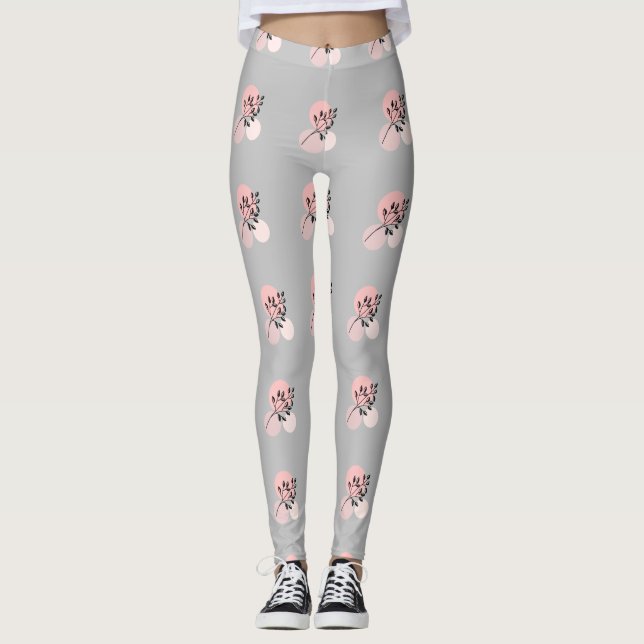 Legging Boho Zen Botânico Em Círculos Rosa E Lilac (Frente)