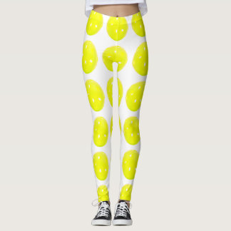 Legging Bola amarela das caneleiras de Pickleball no