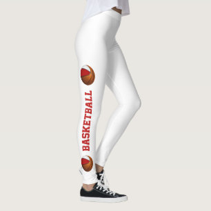 Legging bola de basquetebol branca vermelha