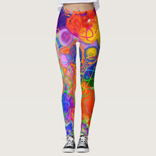 Legging Bola de Disco Eletricidade Arte Fluida (Frente)