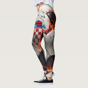 Legging Bola de futebol com chamas e bandeira croata