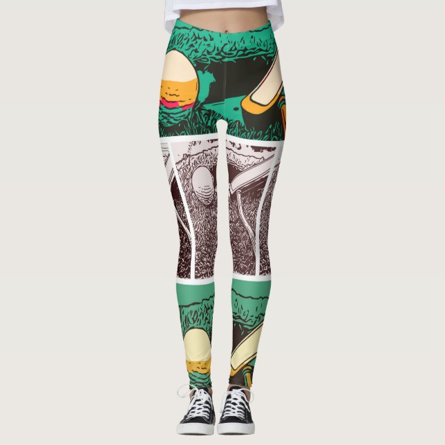 Legging Bola de golfe e arremesso em verde (Frente)