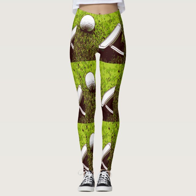Legging Bola de golfe e bota sobre grama verde (Frente)