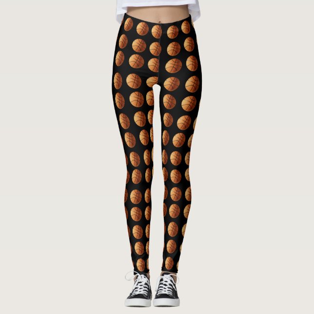 Legging Bolas De Cesto Laranja A Preto, (Frente)