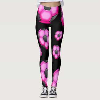 Legging Bolas de futebol do rosa quente