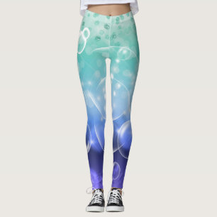Legging Bolas debaixo do Mar Verde e Roxo Oceano