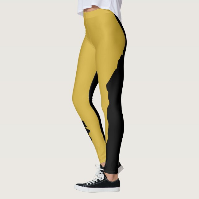 Legging Bold Black with Metallic Gold Unique Stylish (Esquerda)