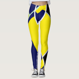 Legging Bold Blue Yellow Abstrato Art
