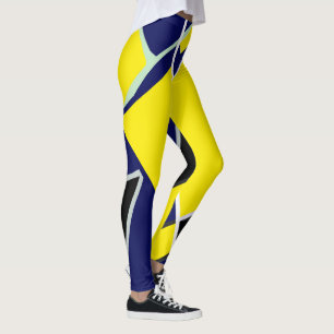 Legging Bold Blue Yellow Abstrato Art