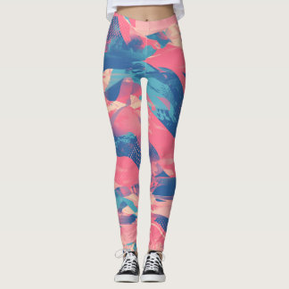 Legging 🎨 Bold Pink & Blue Abstract Pattern - Dynamic & F
