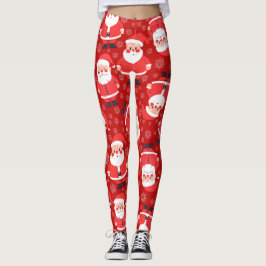 Legging Bold Red Santa Claus Novelty Party