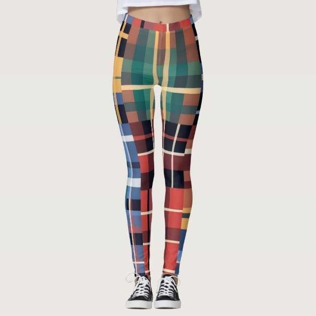 Legging Bold Tartan Mash-Up Pattern (Frente)