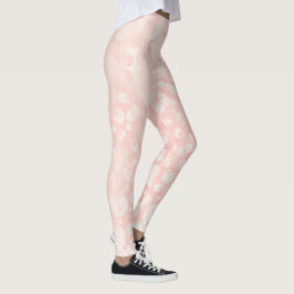 Legging Bolhas brancas cor-de-rosa bolinhas