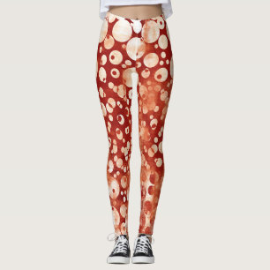 Legging Bolhas Brancas Vermelhas Modernas Abstrato, com pa