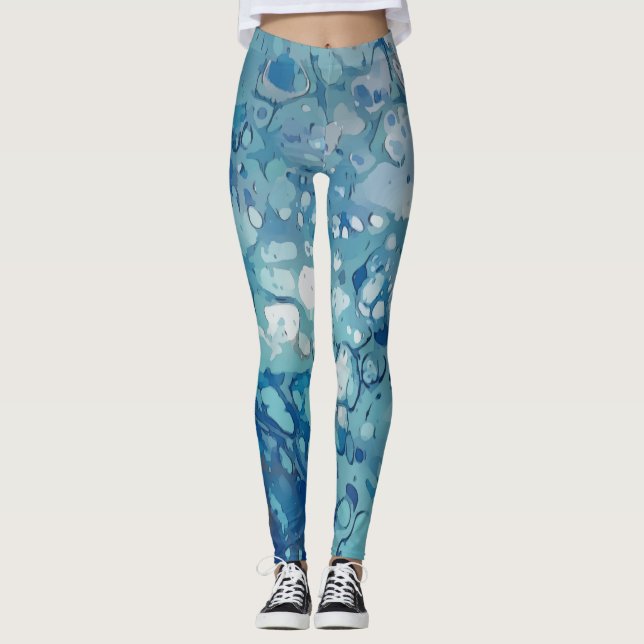 Legging Bolhas congeladas, Blues, Branco, ciano (Frente)