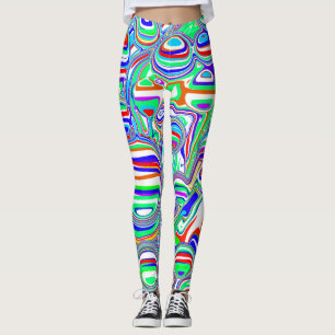 Legging Bolhas de Abstrato branco, verde, azul