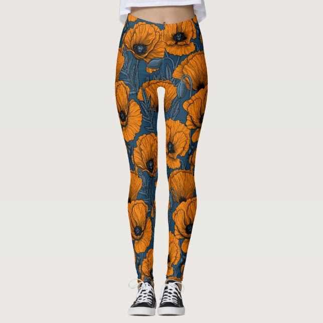 Legging Bolhas de laranja em azul escuro (Frente)