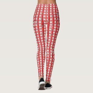 Legging Bolhas de Natal Vermelhas e Brancas com Flocos de