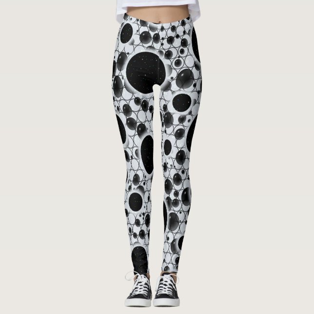 Legging Bolhas Espaciais Pontos - Brilho Branco (Frente)