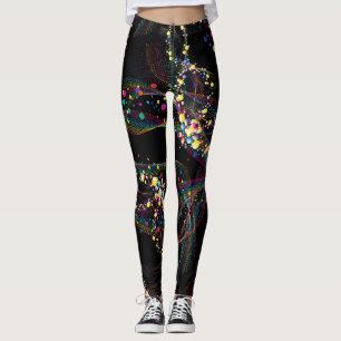 Legging Bolhas giratórias em padrão de várias cores Preto