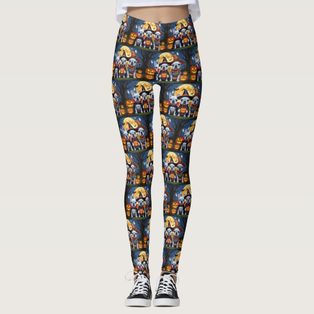 Legging Boliches Franceses Pumpkin Halloween Engraçado (Frente)