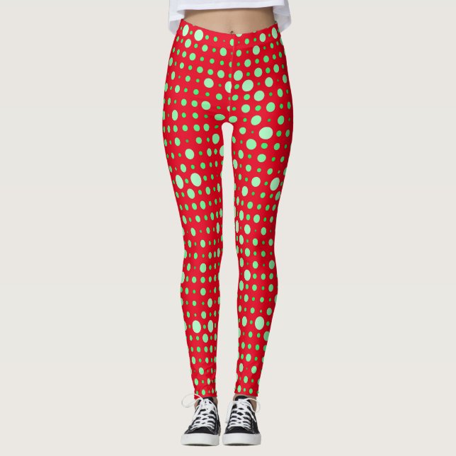 Legging Bolinhas 02.Verde. Vermelho BG (Frente)