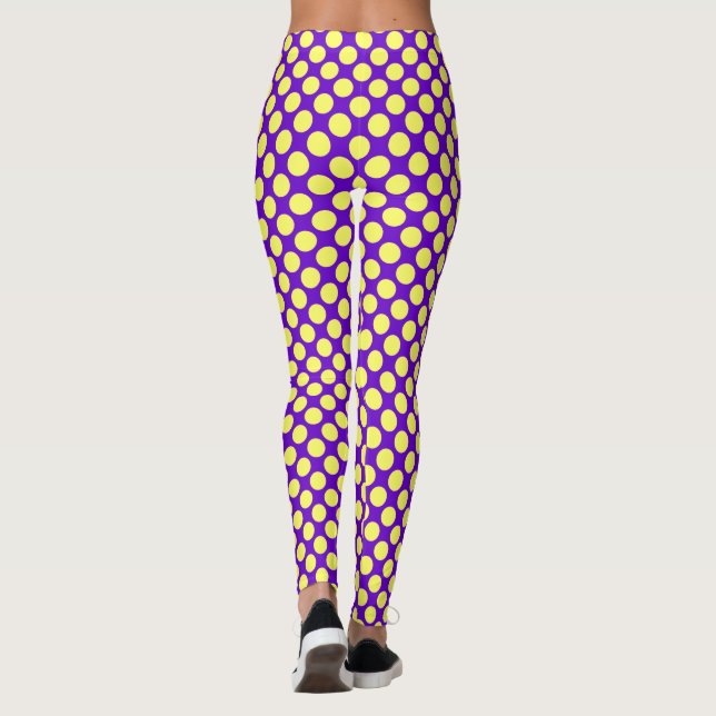 Legging Bolinhas amarelas com fundo roxo STaylor (Verso)