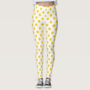 Legging Bolinhas Amarelas de Fundo Branco