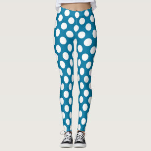 Legging bolinhas azuis e brancas