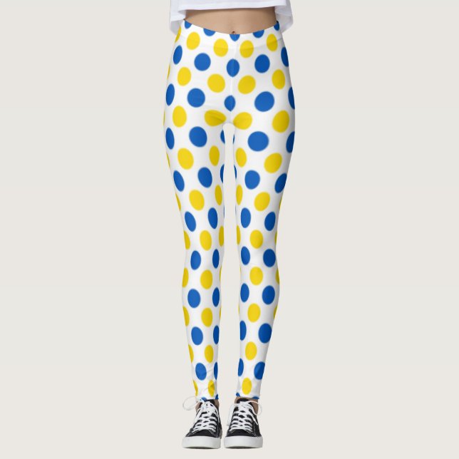 Legging Bolinhas Azul e Amarelo reproduzível (Frente)