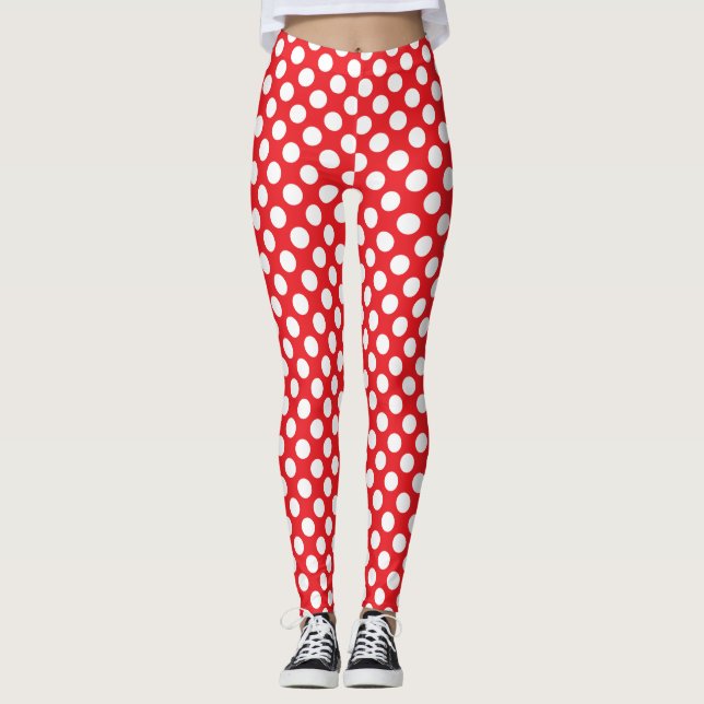 Legging Bolinhas branca e vermelha (Frente)