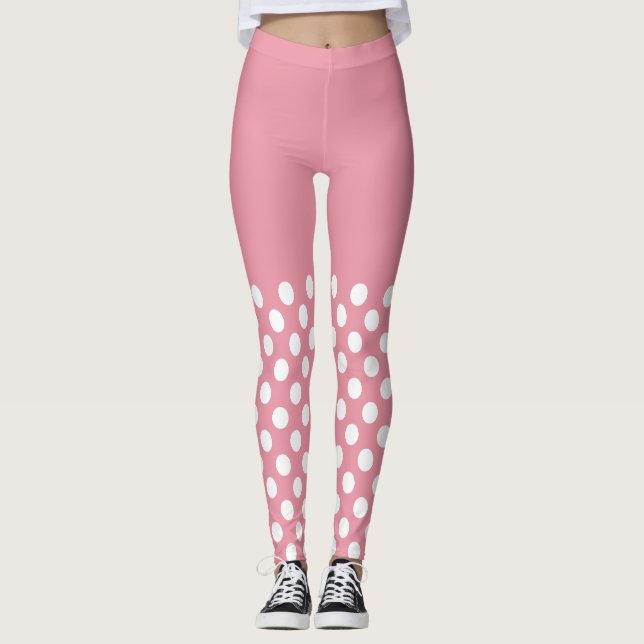 Legging Bolinhas brancas e rosa (Frente)