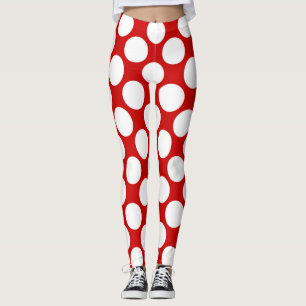 Legging bolinhas brancas grandes sobre fundo vermelho Joga