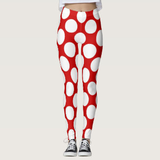 Legging bolinhas brancas grandes sobre fundo vermelho Joga