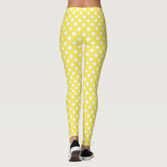 Legging Bolinhas brancas no plano de fundo amarelo de milh (Verso)
