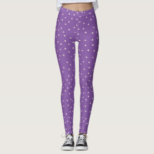 Legging Bolinhas brancas roxas e quentes, desnaturadas