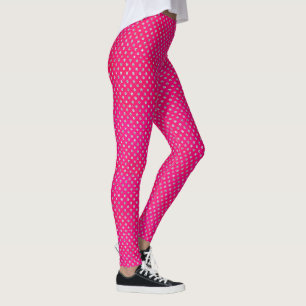 Legging Bolinhas com brilho rosa quente e prata