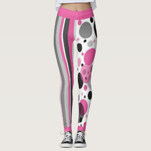 Legging Bolinhas de Abstrato preto-e-branco e Cinza