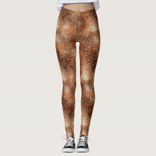 Legging Bolinhas de aquarela em castanho e branco de café