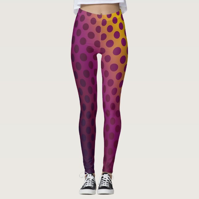 Legging Bolinhas de Fruta de Ombre, Framboesa Dourada (Frente)