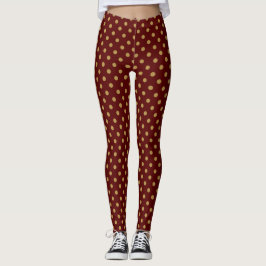 Legging Bolinhas de ouro festivas em vermelho